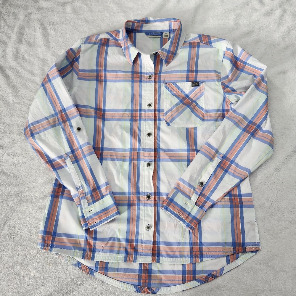L.L. BEAN Women's Plaid Outdoor Utility Button Down Shirt ‎ Size XS Multicolor